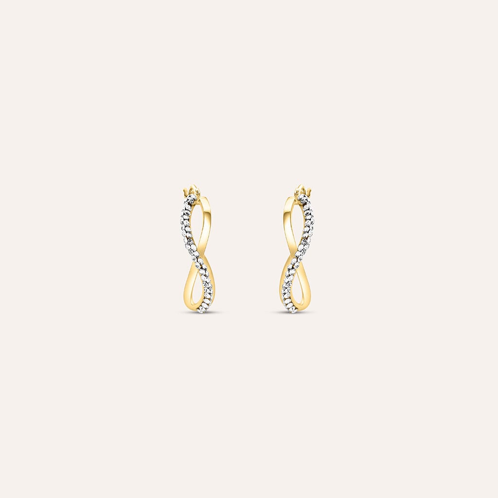 Stroili - Orecchini A Cerchio Crystal Gold Oro Giallo Cristallo