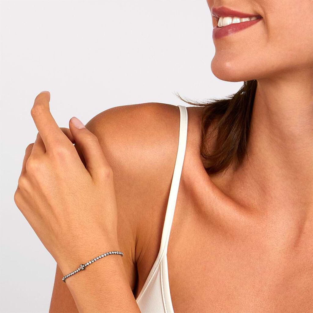 Bracciale Tennis Romantic Shine Metallo Nero Cristallo