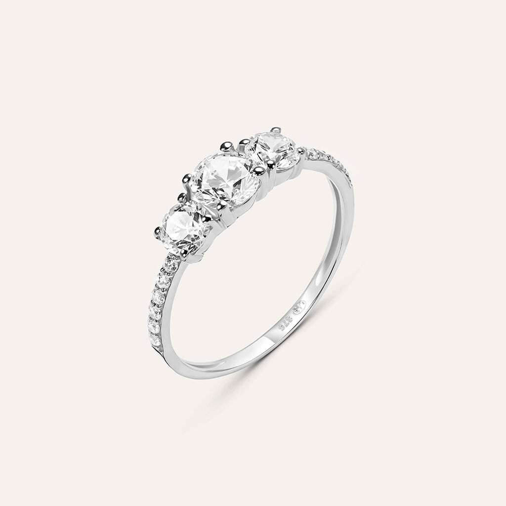 Anello Trilogy Claire Oro Bianco Cubic Zirconia - Anelli con Pietre Donna | Stroili