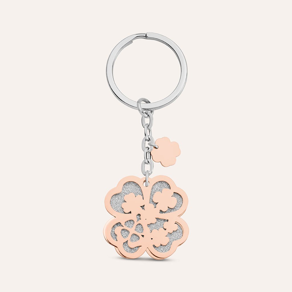 Portachiavi Sunrise Acciaio Bicolore Bianco / Rosa