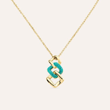 Collana Aura Acciaio Dorato Cristallo