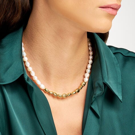 Collana Lady Code Acciaio Dorato Perla D'Acqua Dolce - Collane  | Stroili