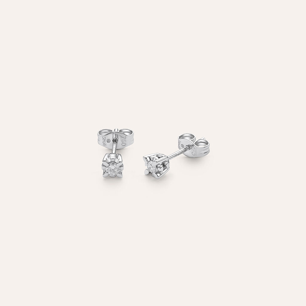 Orecchini Lobo Punto Luce Diamazing Oro Bianco Diamante - Orecchini a Lobo Donna | Stroili