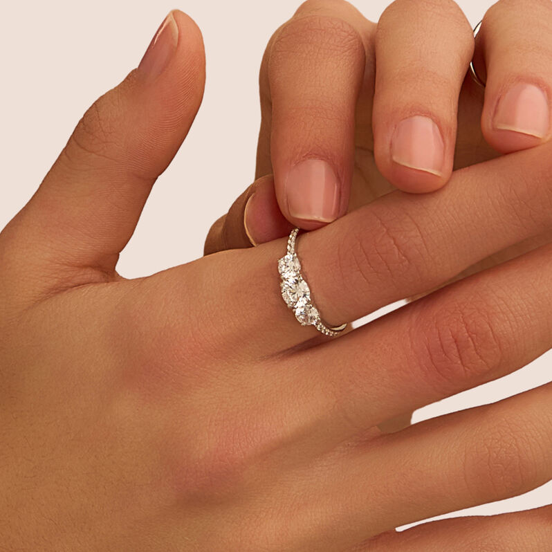 Anello Trilogy Claire Oro Bianco Cubic Zirconia - Anelli con Pietre Donna | Stroili