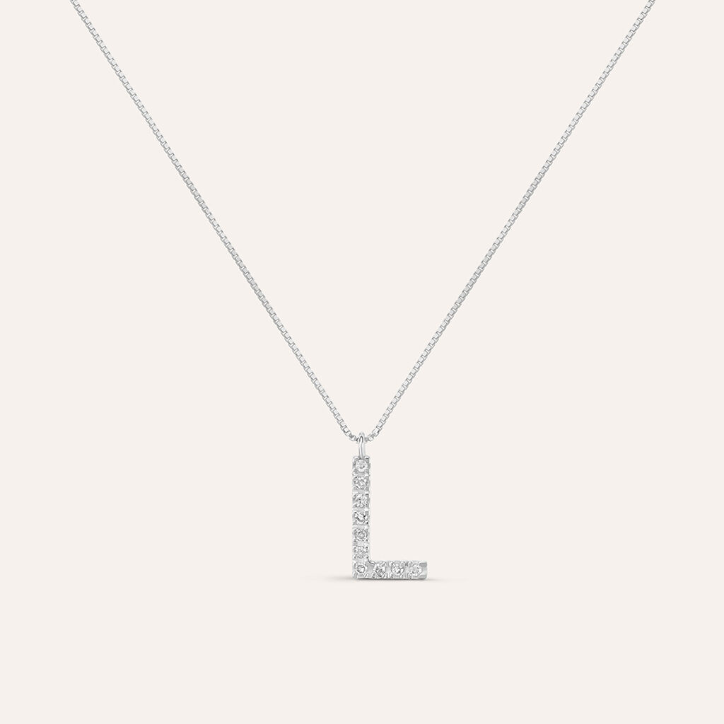 Collana Diamond Letters Oro Bianco Diamante