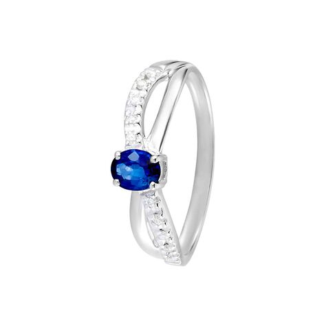 Anello Solitario Elizabeth Crown Oro Bianco Zaffiro Diamante - Anelli con Pietre Donna | Stroili