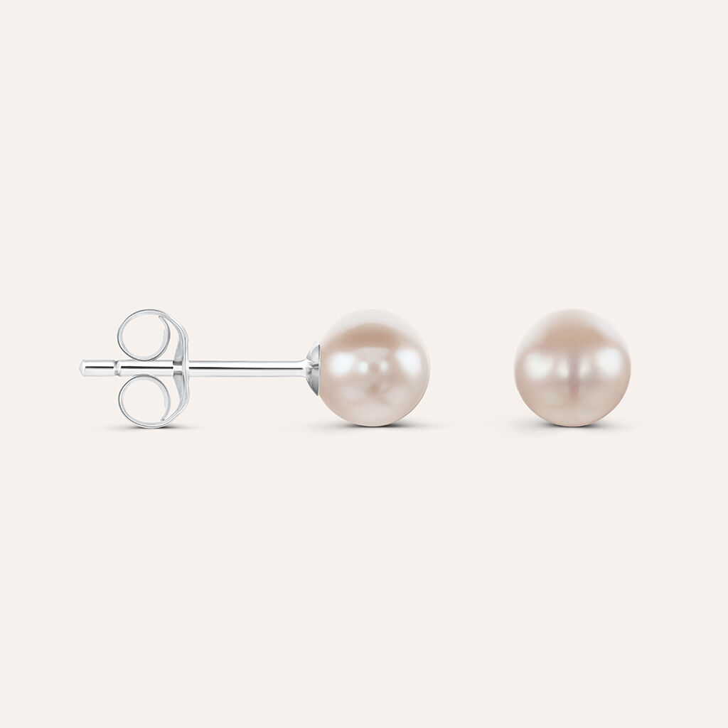 Orecchini Lobo Gabrielle Oro Bianco Perla D'Acqua Dolce - Orecchini a Lobo Donna | Stroili