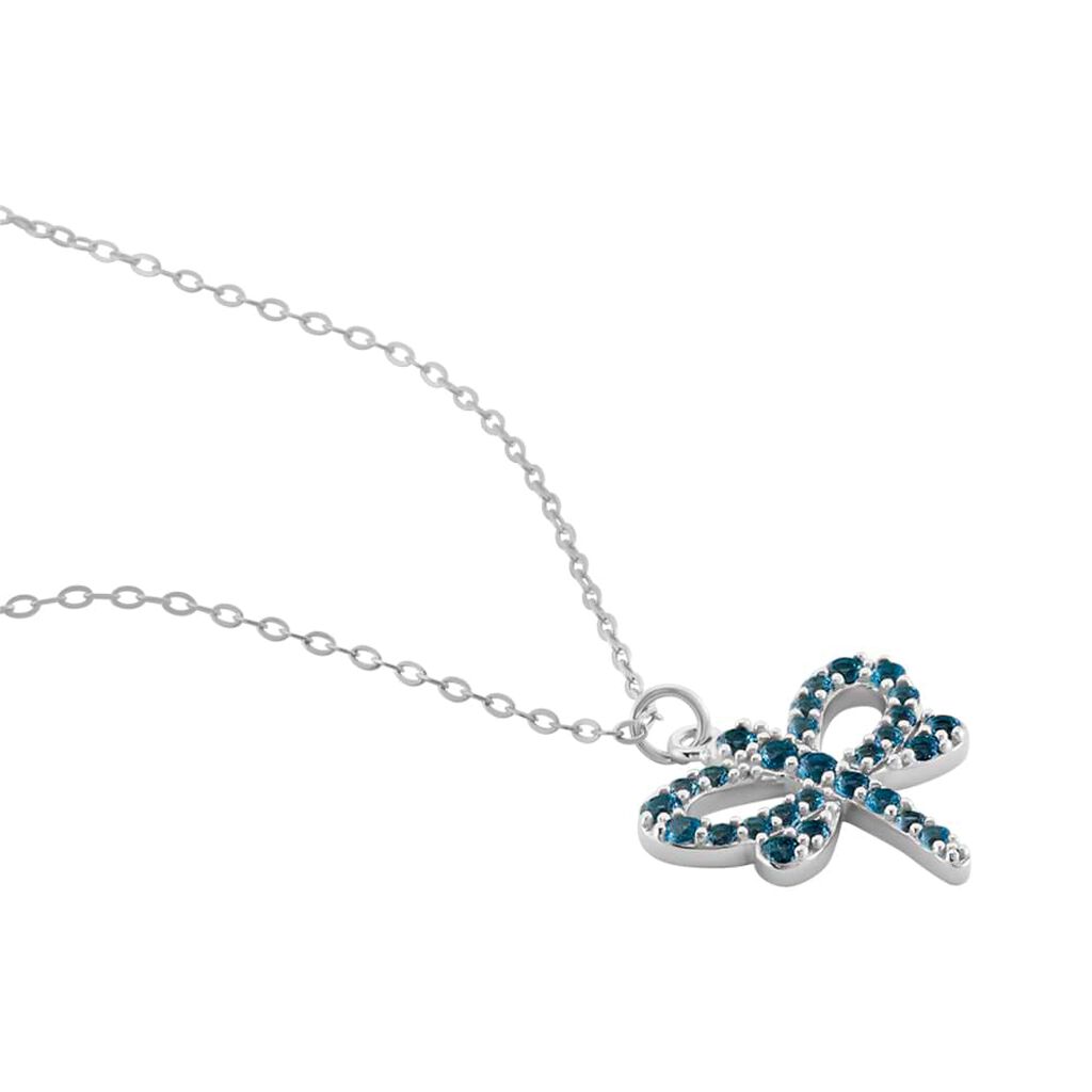 Girocollo con libellula in argento e zirconi azzurri - Collane Donna | Stroili
