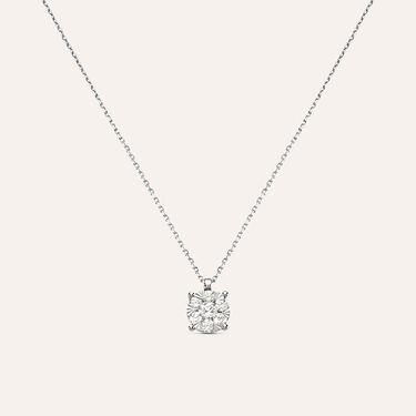 Collana Punto Luce Petali Oro Bianco Diamante