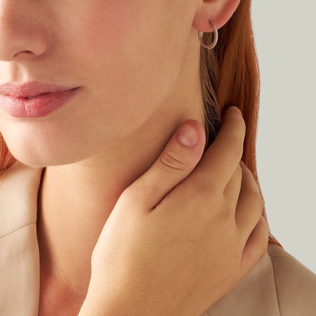 Orecchini A Cerchio Toujours Oro Bianco Cubic Zirconia - Orecchini a Cerchio Donna | Stroili