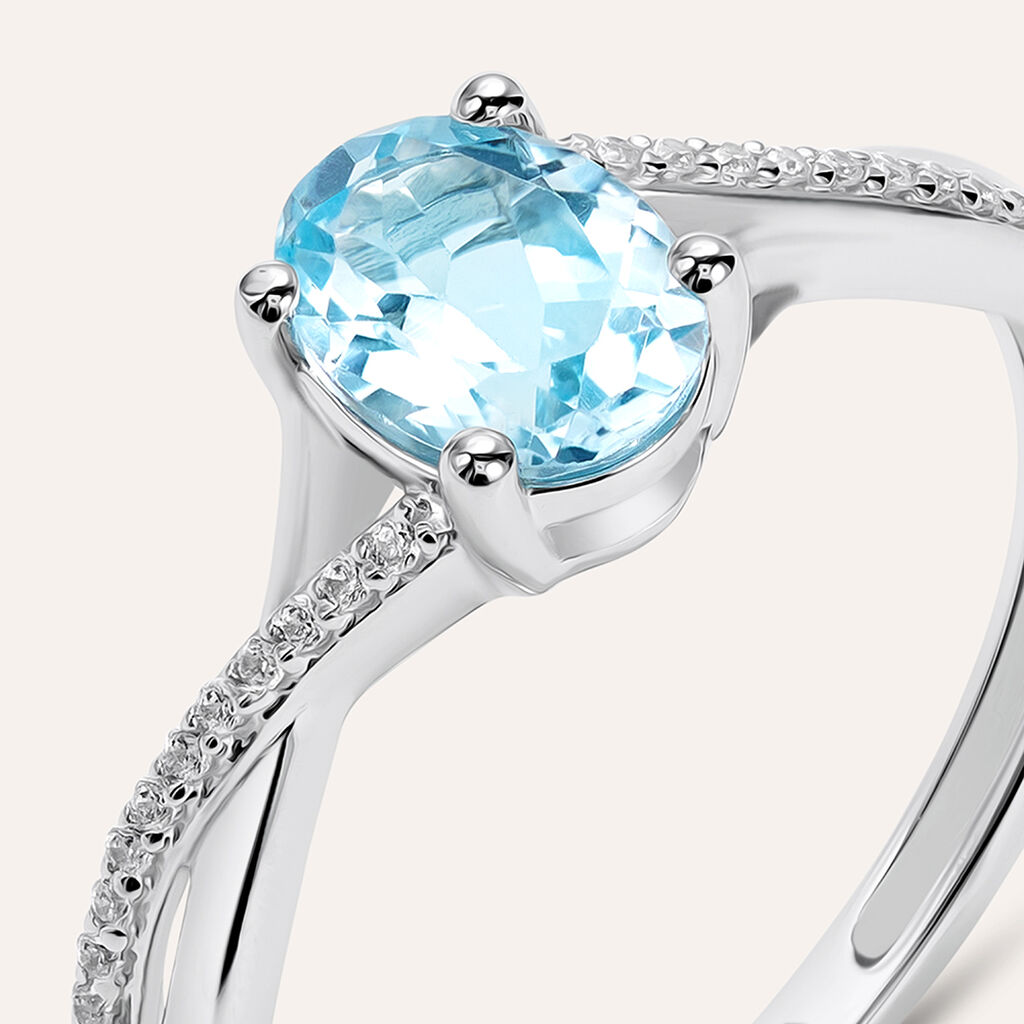 Anello Solitario Am&eacute;lie Oro Bianco Topazio Cubic Zirconia