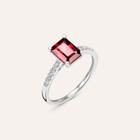 Anello Solitario Jasmine Oro Bianco Rodolite Diamante - Anelli con Pietre Donna | Stroili