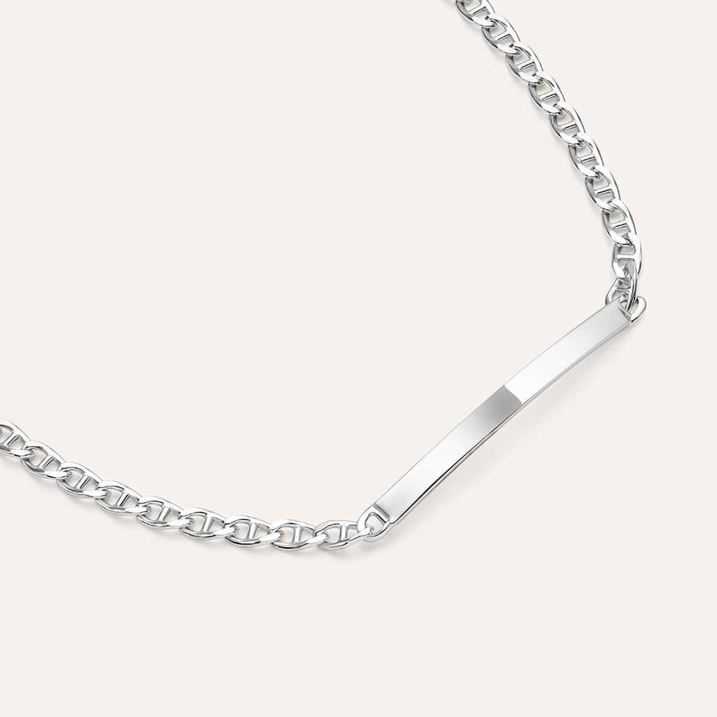 Bracciale Con Targhetta Gentleman Argento Rodiato - Bracciali con Incisione Uomo | Stroili