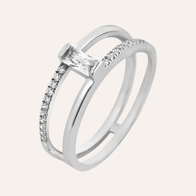 Anello Solitario Silver Elegance Argento Rodiato Cubic Zirconia - Anelli con Pietre Donna | Stroili