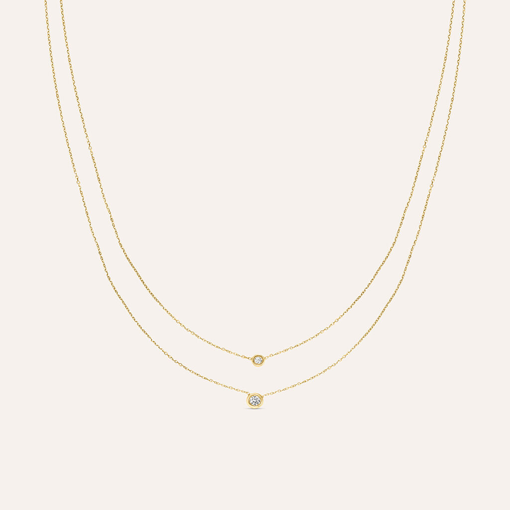 Collana Doppio Punto Luce Claire Oro Giallo Cubic Zirconia