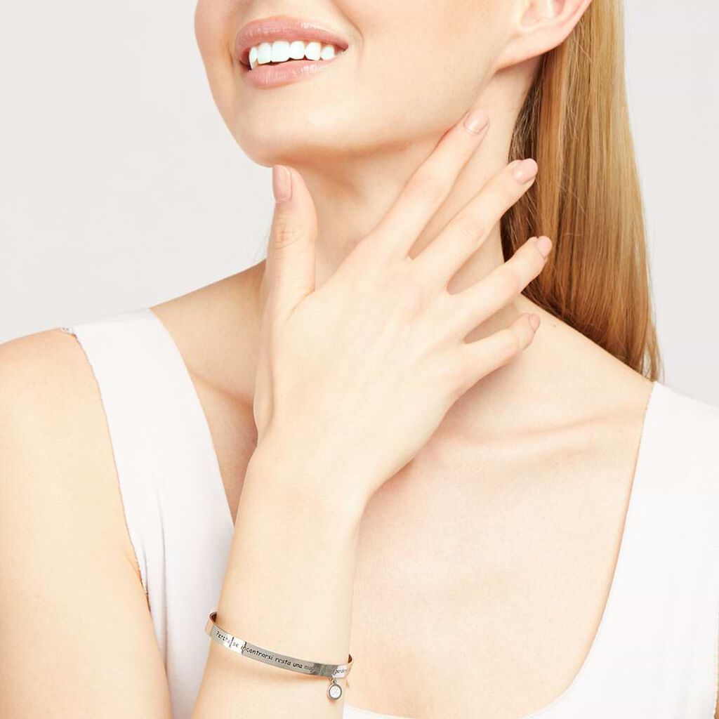 Bangle Lady Message Acciaio Cristallo - Bracciali Rigidi Donna | Stroili