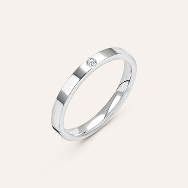 Fede Comoda Squadrata 2.5 mm Oro Bianco Diamante Fede Comoda Squadrata 2.5 mm Oro Bianco Diamante