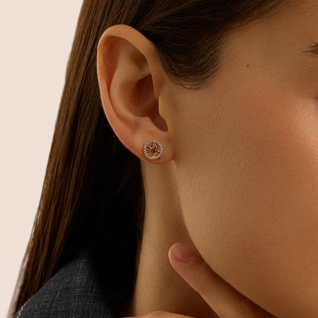 Orecchini Lobo Bon Ton Oro Giallo Cubic Zirconia