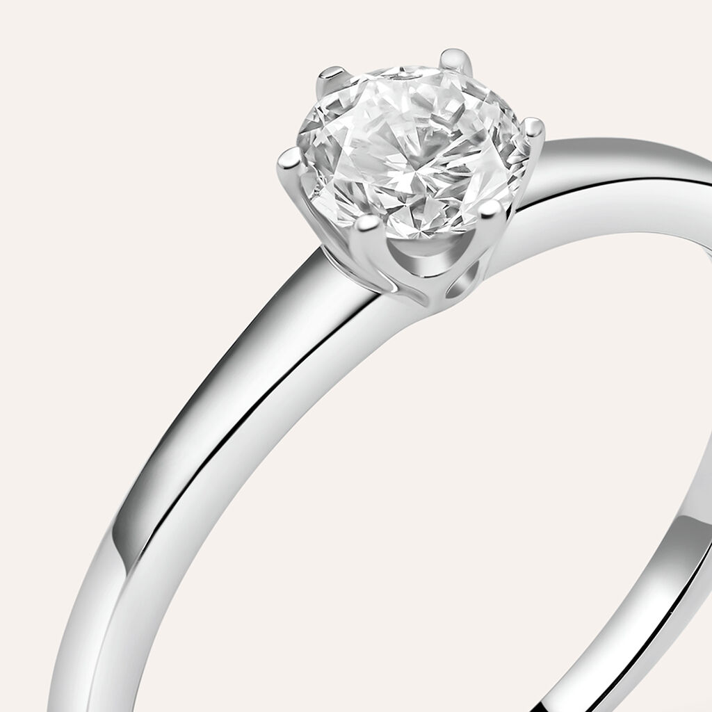 Anello Solitario Diamade Oro Bianco Diamante Lab-Grown