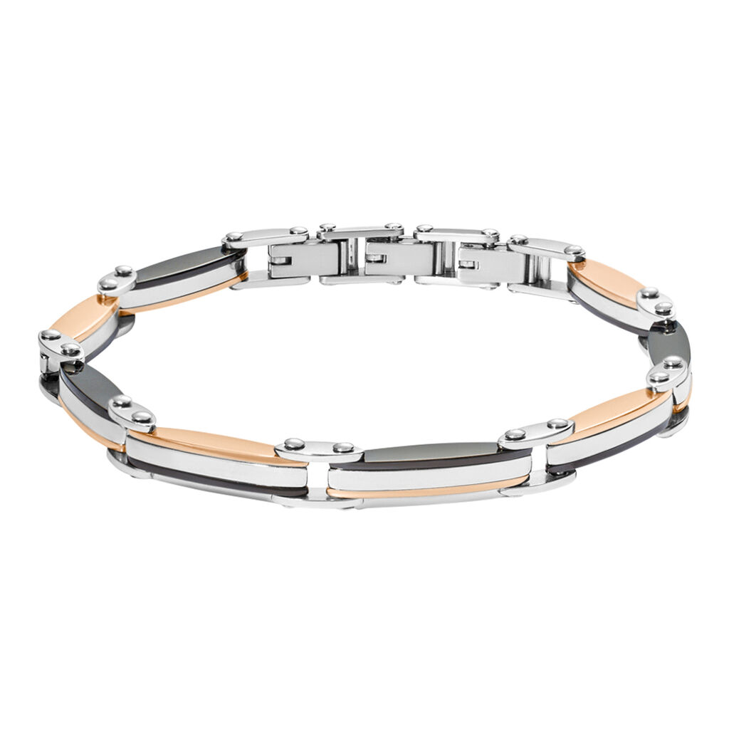 Bracciale Man Code Acciaio Tricolore Bianco / Rosa / Nero Cubic Zirconia - Bracciali Uomo | Stroili