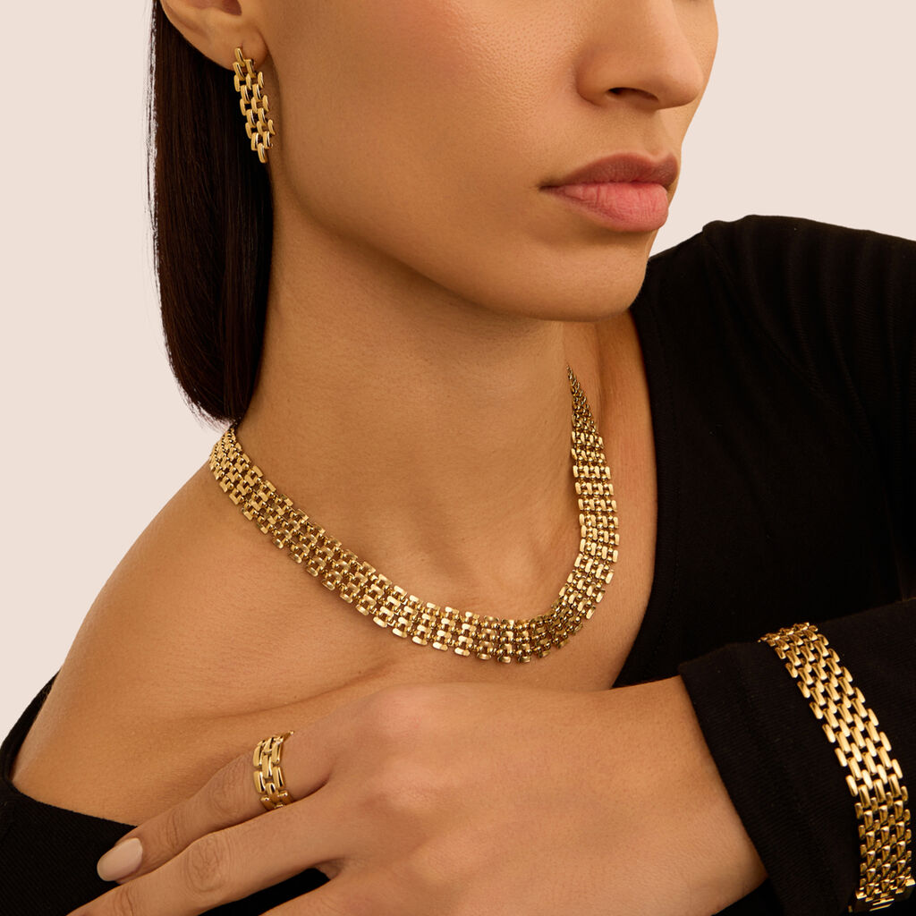 Anello Panther Chain Radiance Acciaio Dorato