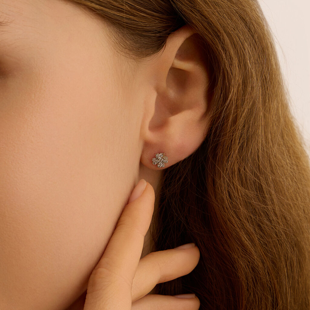 Orecchini Lobo Claire Oro Bianco Cubic Zirconia