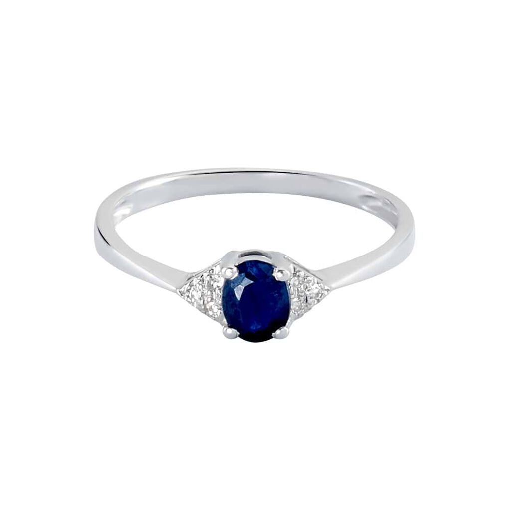 Anello Solitario Elizabeth Crown Oro Bianco Zaffiro Diamante - Anelli con Pietre Donna | Stroili