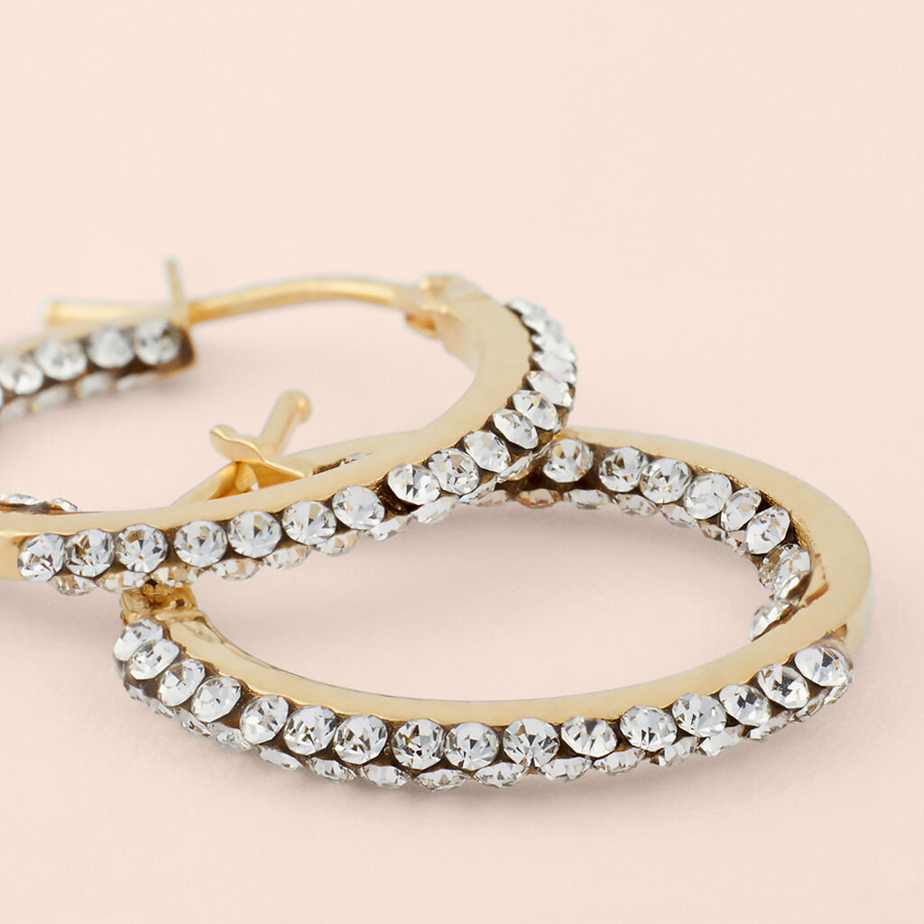 Orecchini A Cerchio Toujours Oro Giallo Cristallo