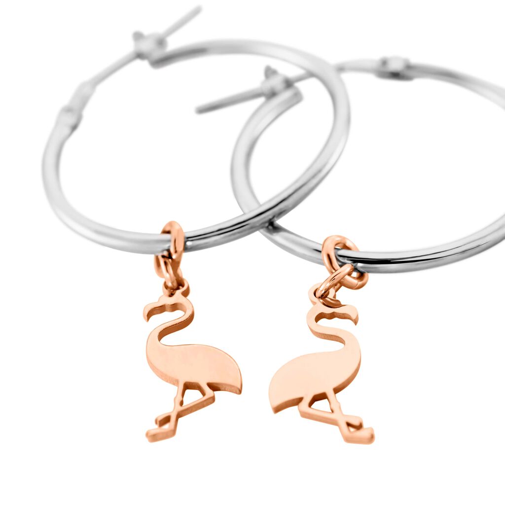 Orecchini A Cerchio Silver Collection Argento Bicolore Bianco / Rosa - Orecchini a Cerchio Donna | Stroili