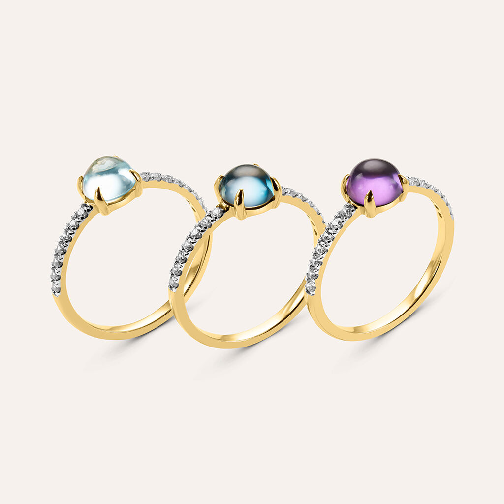 Anello Solitario Am&eacute;lie Oro Giallo Topazio Cubic Zirconia