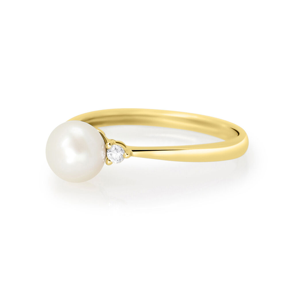 Anello Solitario Gabrielle Precious Oro Giallo Perla D'Acqua Dolce Diamante