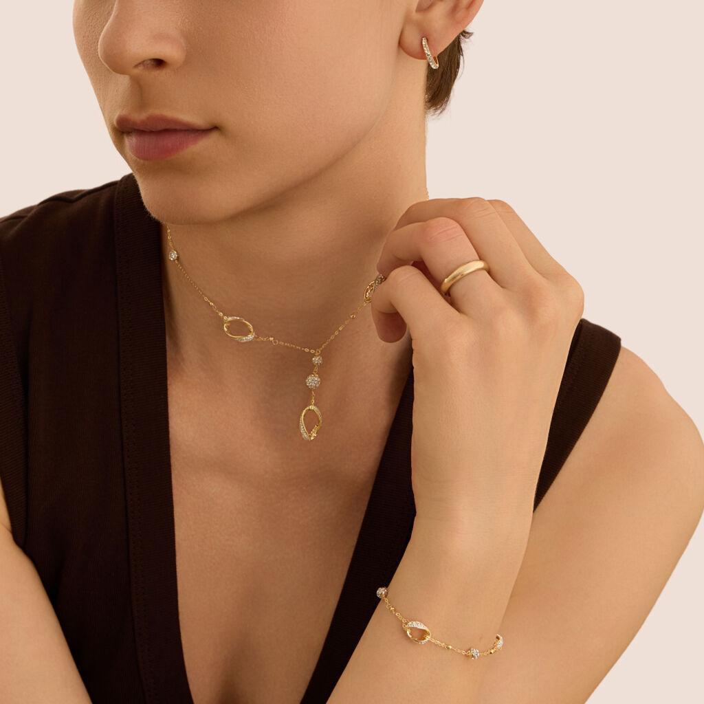 Collana Christelle Oro Giallo Cristallo