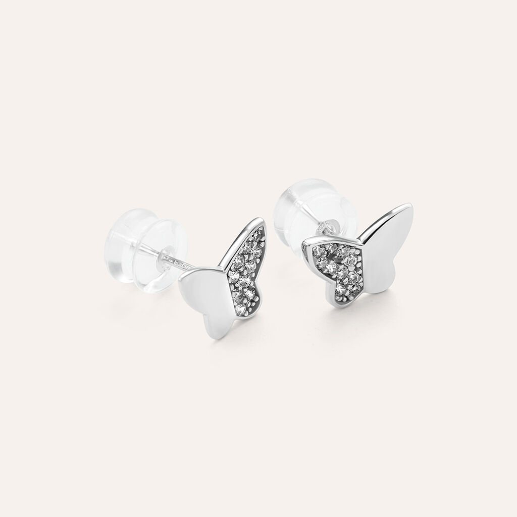 Orecchini Lobo Claire Oro Bianco Cubic Zirconia - Orecchini a Lobo Donna | Stroili