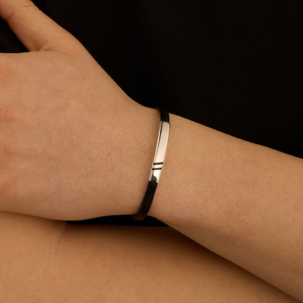 Bracciale Con Targhetta Gentleman Argento Rodiato - Bracciali Uomo | Stroili