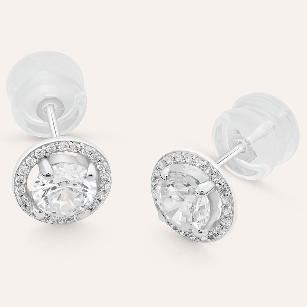 Orecchini Lobo Punto Luce Claire Oro Bianco Cubic Zirconia - Orecchini a Lobo Donna | Stroili