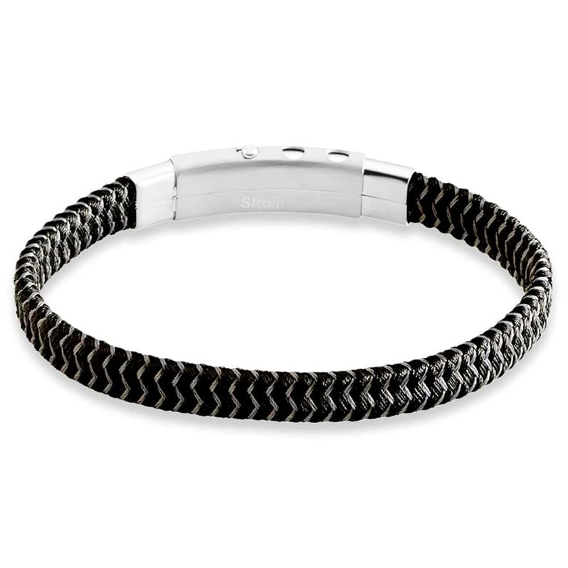 Bracciale in acciaio e corda - Bracciali Uomo | Stroili