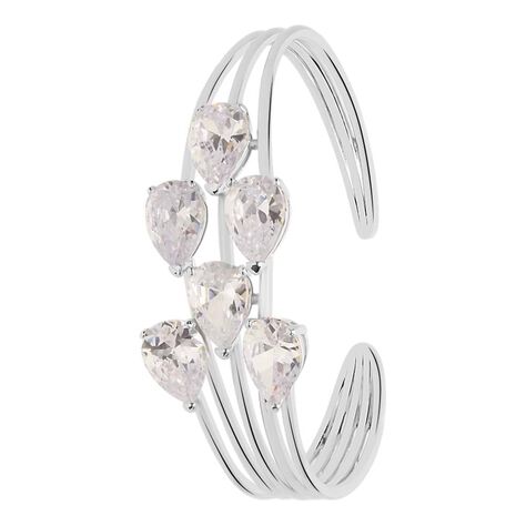 Bracciale rigido in ottone rodiato con zirconi - Bracciali Donna | Stroili