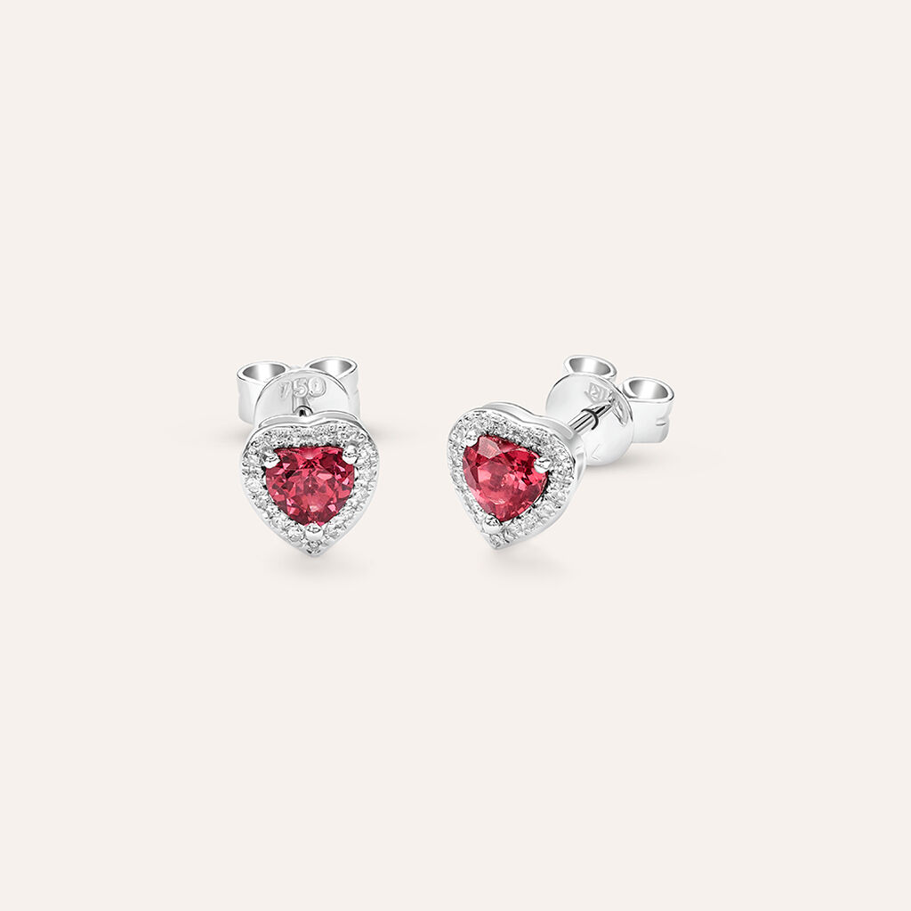 Orecchini Lobo Jasmine Oro Bianco Rodolite Diamante - Orecchini a Lobo Donna | Stroili