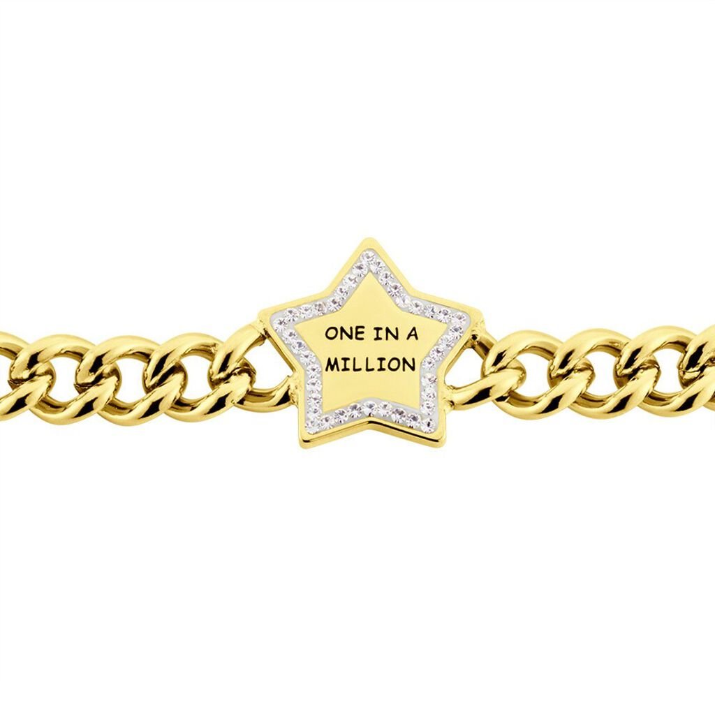 Bracciale Lady Message Acciaio Dorato Love e Cristalli - Bracciali Donna | Stroili