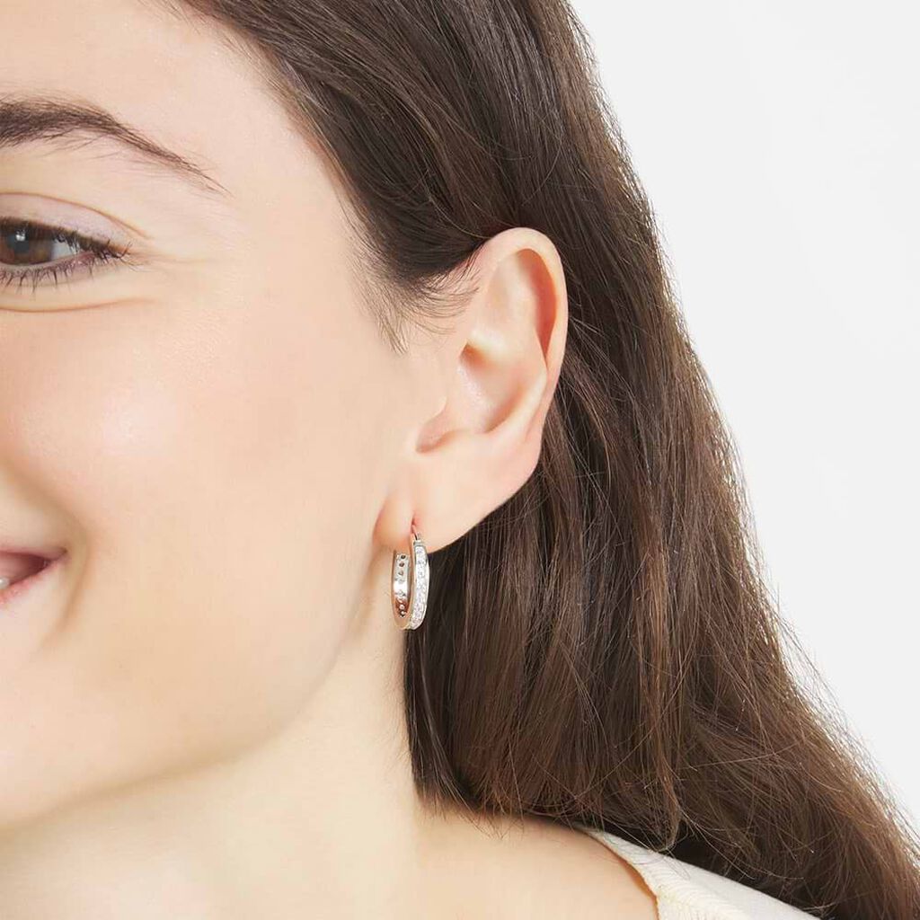 Orecchini A Cerchio Silver Elegance Argento Rodiato Cubic Zirconia