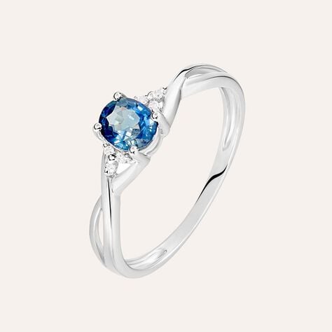 Anello Charlotte Oro Bianco Zaffiro Diamante - Anelli con Pietre Donna | Stroili