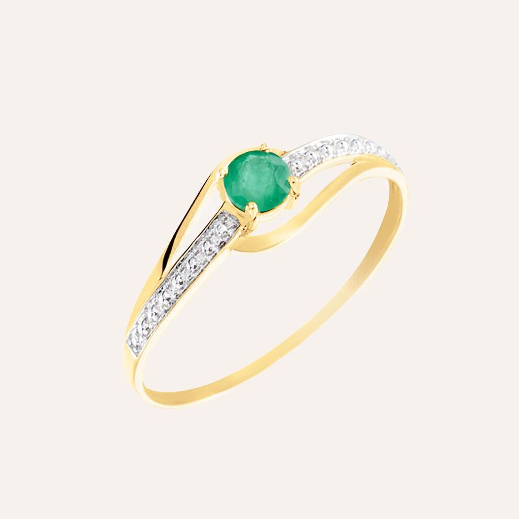 Anello Solitario Charlotte Oro Giallo Smeraldo