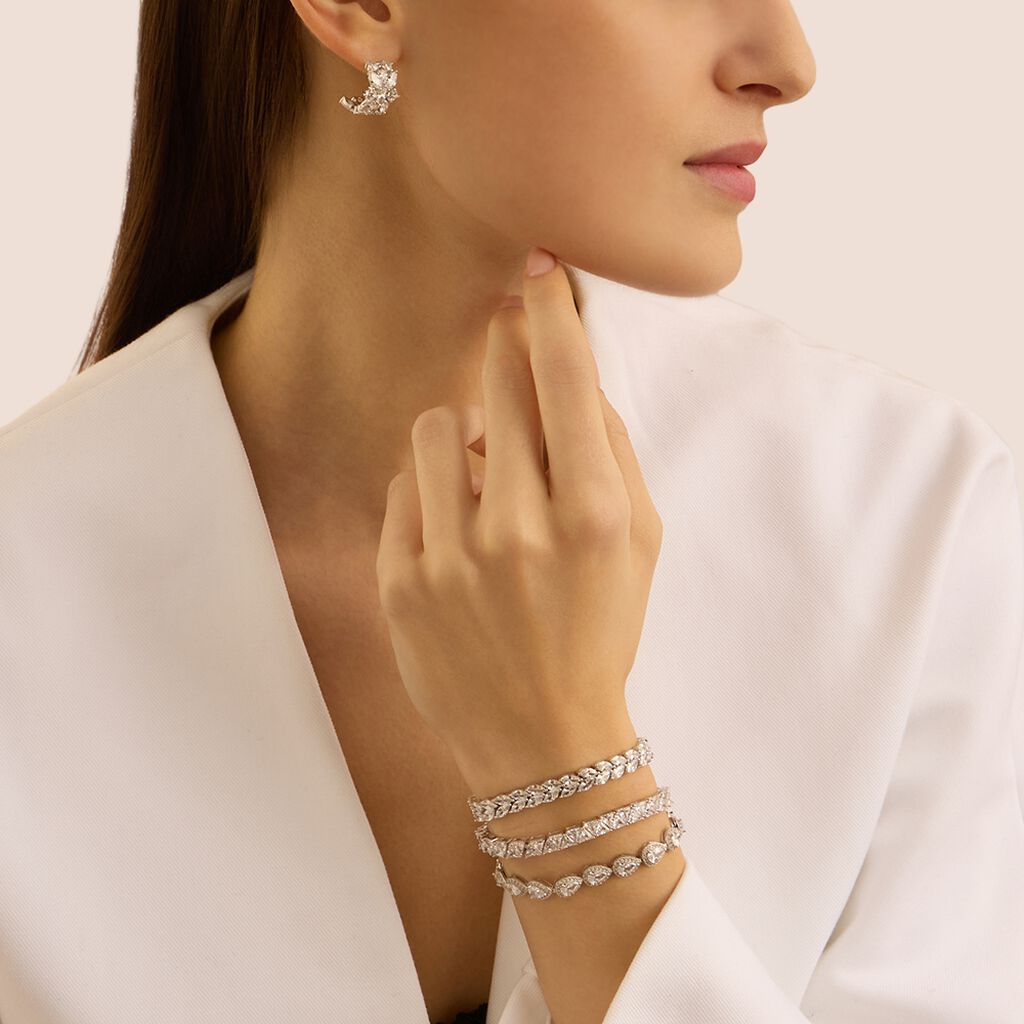 Orecchini A Cerchio Silver Elegance Argento Rodiato Cubic Zirconia