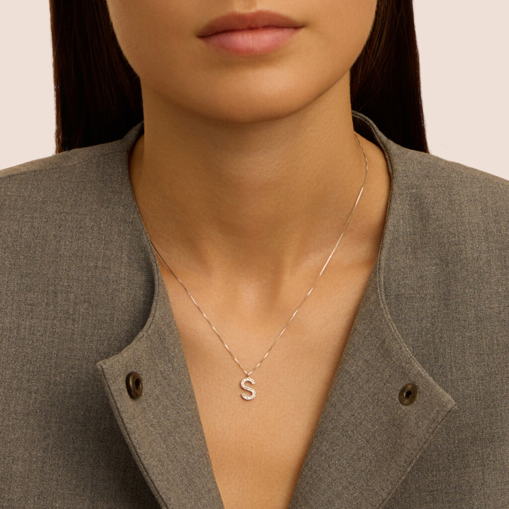 Collana Diamond Letters Oro Bianco Diamante