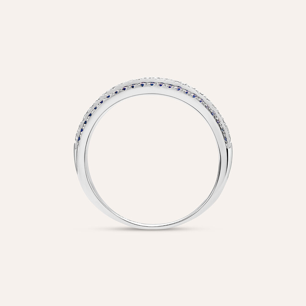 Anello Fascia Elizabeth Crown Oro Bianco Zaffiro Diamante 1655178 Stroili