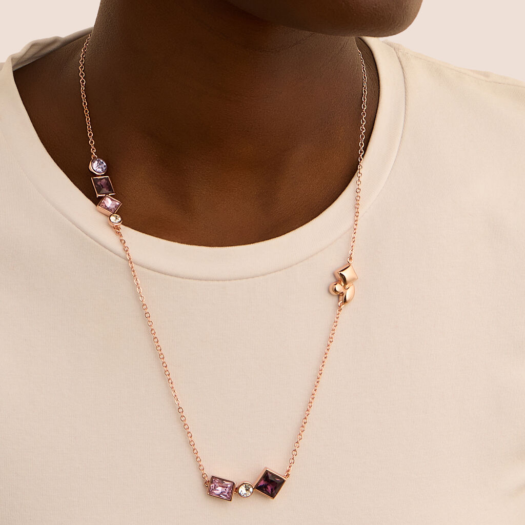 Collana Violet Ottone Rosa Cristallo