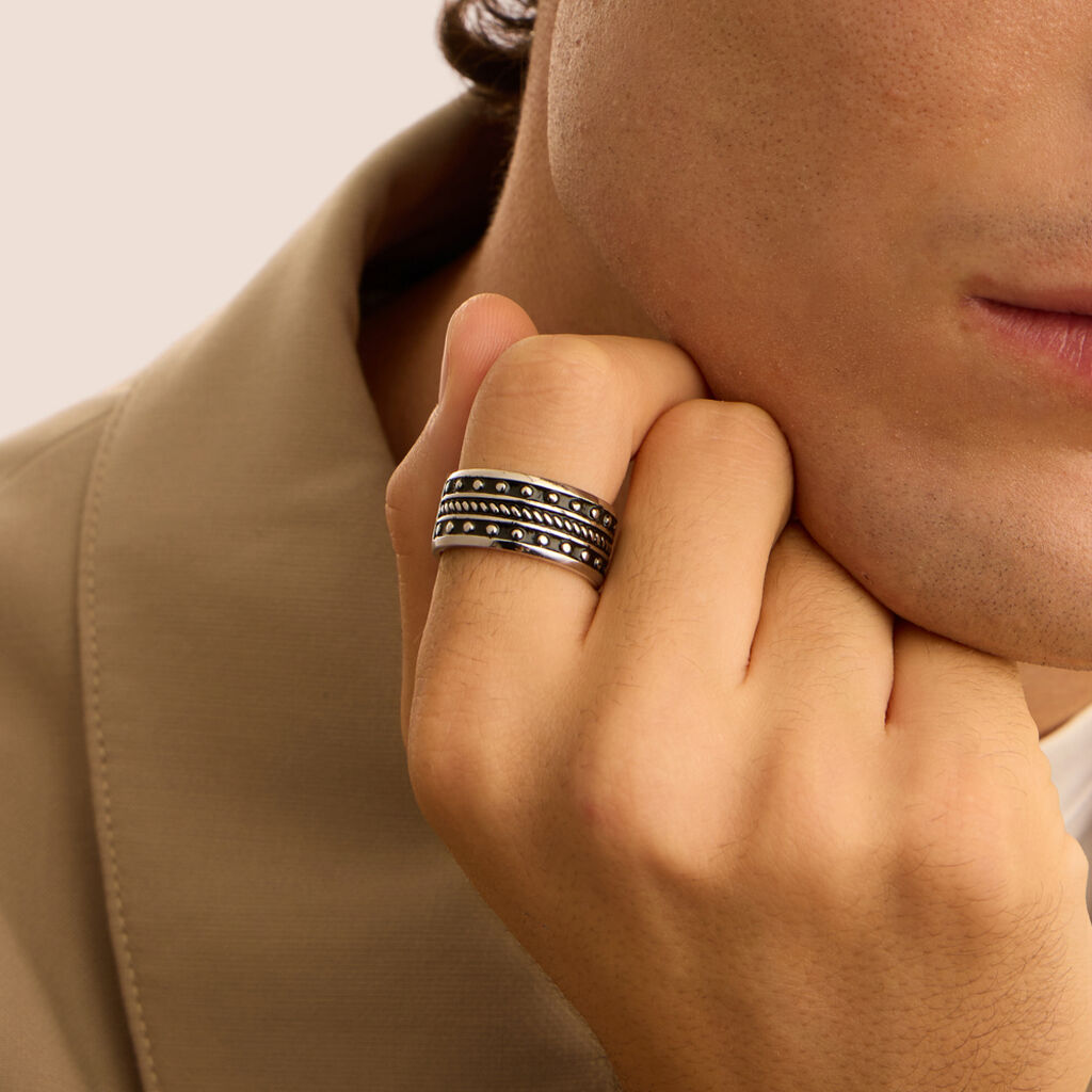 Anello Fascia Gentleman Argento Rodiato