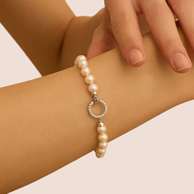 Bracciale Gabrielle Oro Bianco Perla D'Acqua Dolce Cubic Zirconia - Bracciali Donna | Stroili