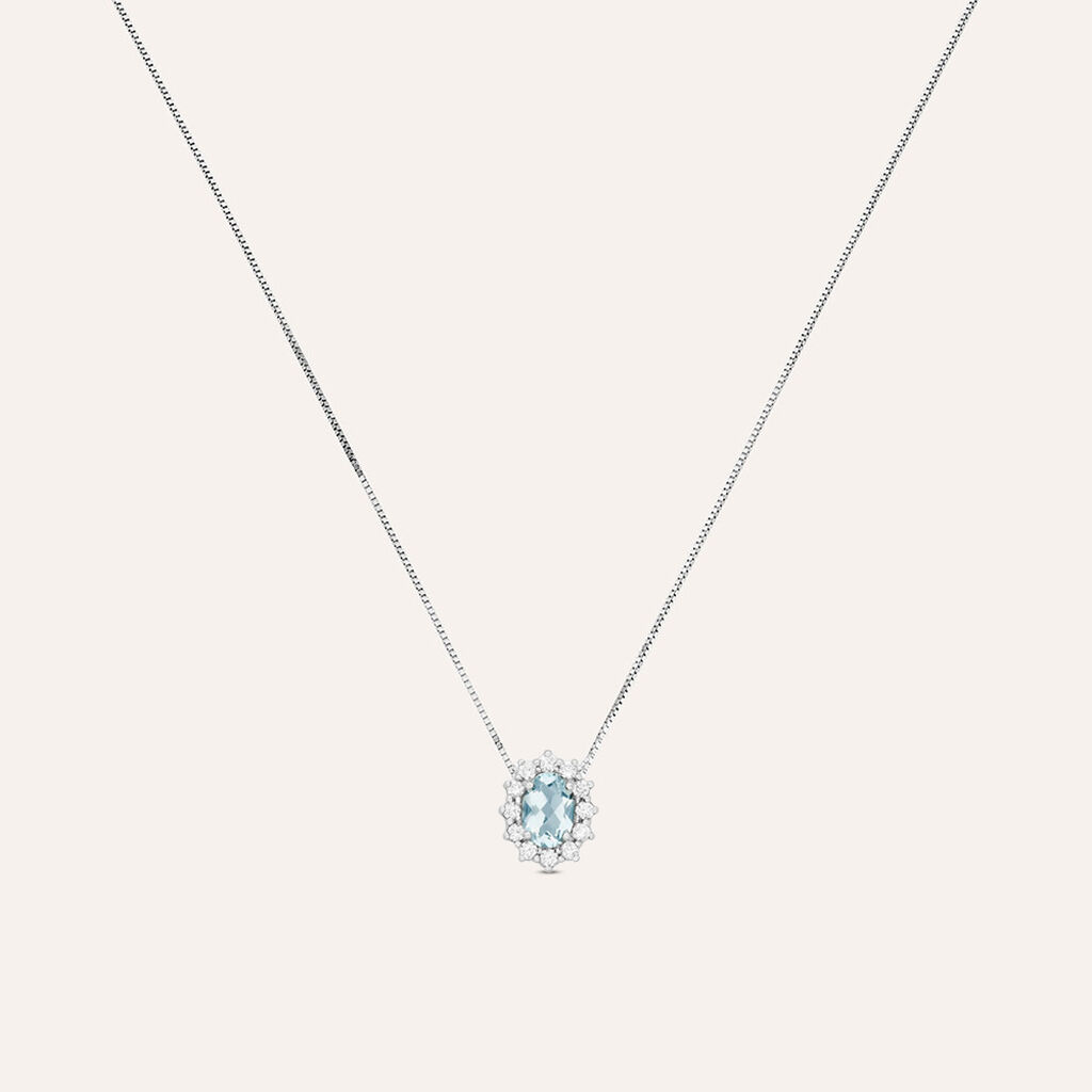 Collana Acquamarina Oro Bianco Acquamarina Diamante