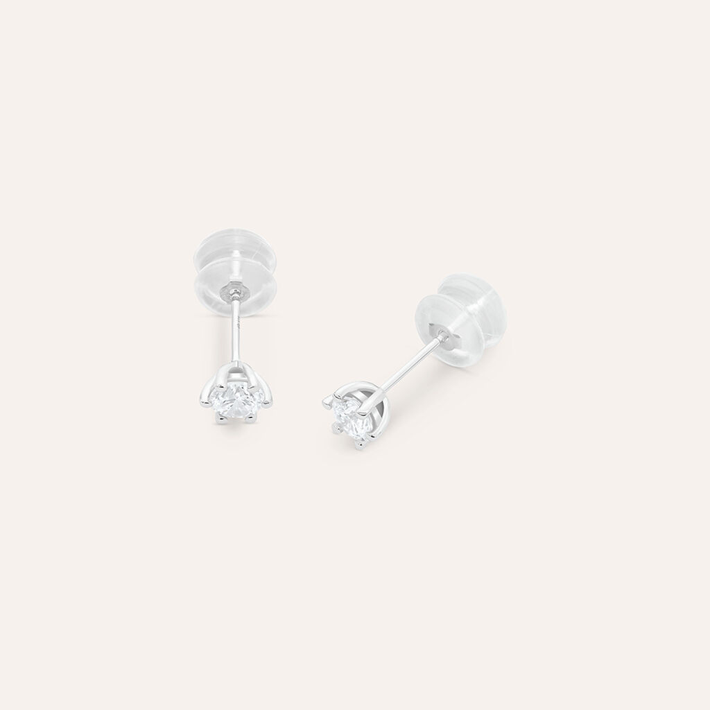 Orecchini Lobo Punto Luce Claire Oro Bianco Cubic Zirconia - Orecchini a Lobo Donna | Stroili